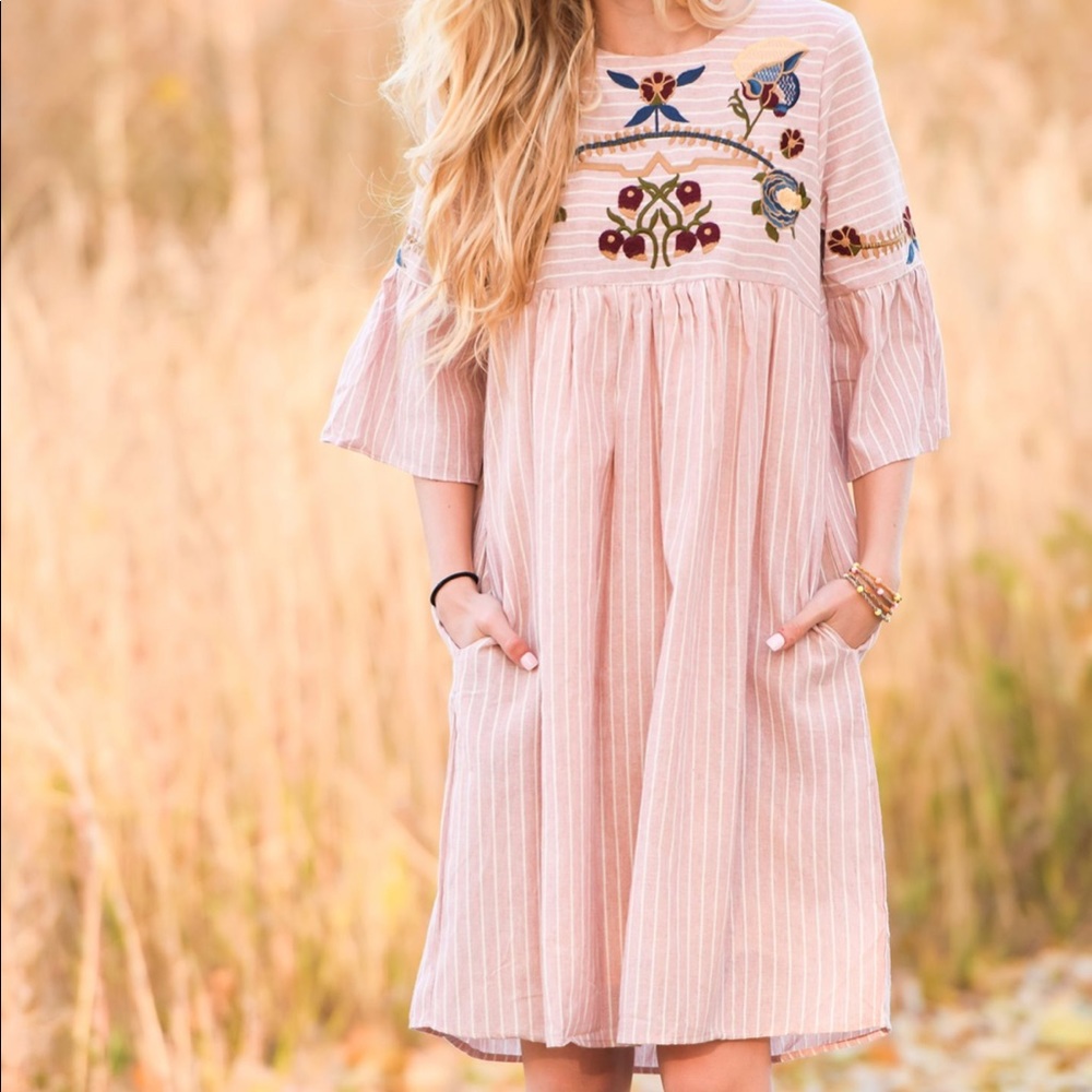 Roolee Floral Embroidered Dress